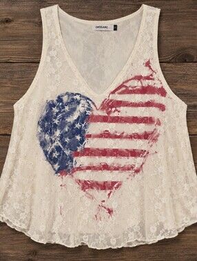 #1863 Origami All-American Heart Lace Tank